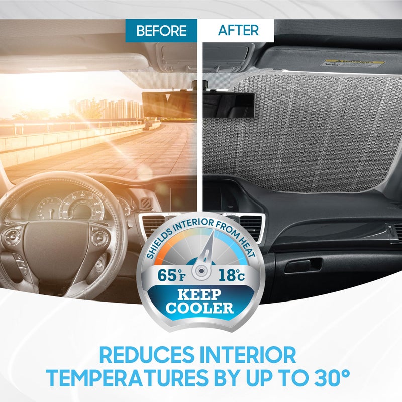 BDK USA 4th of July American Flag Black Curved Accordion Sun Visor for Car Windshield Cover - Truck Window Shades Car Flag & Sun Visor for Truck Windshield Sunshade - 58 x 27 inches - Image 4